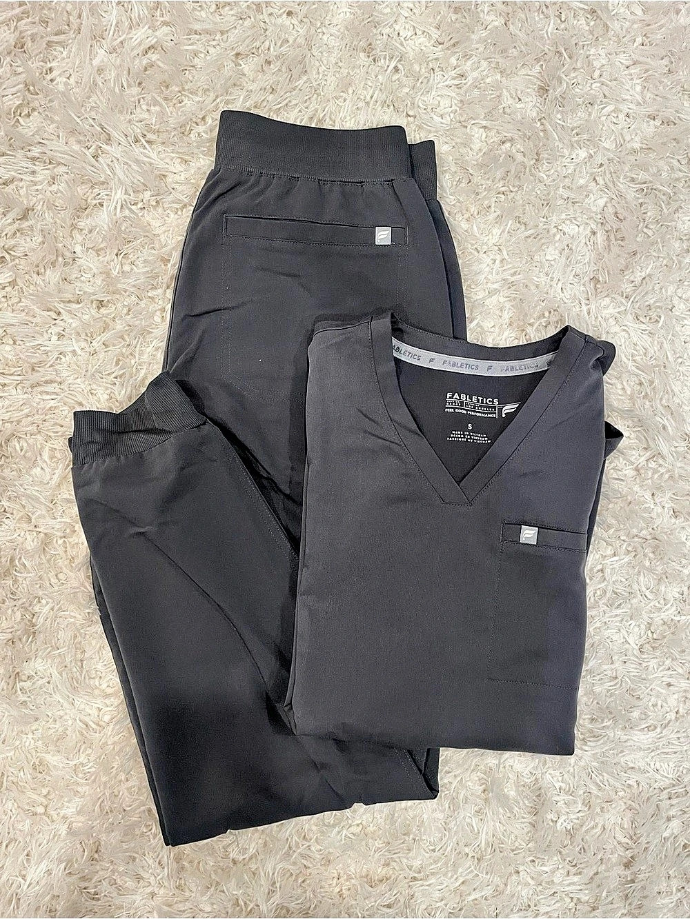 Fabletics grey Scrub Set